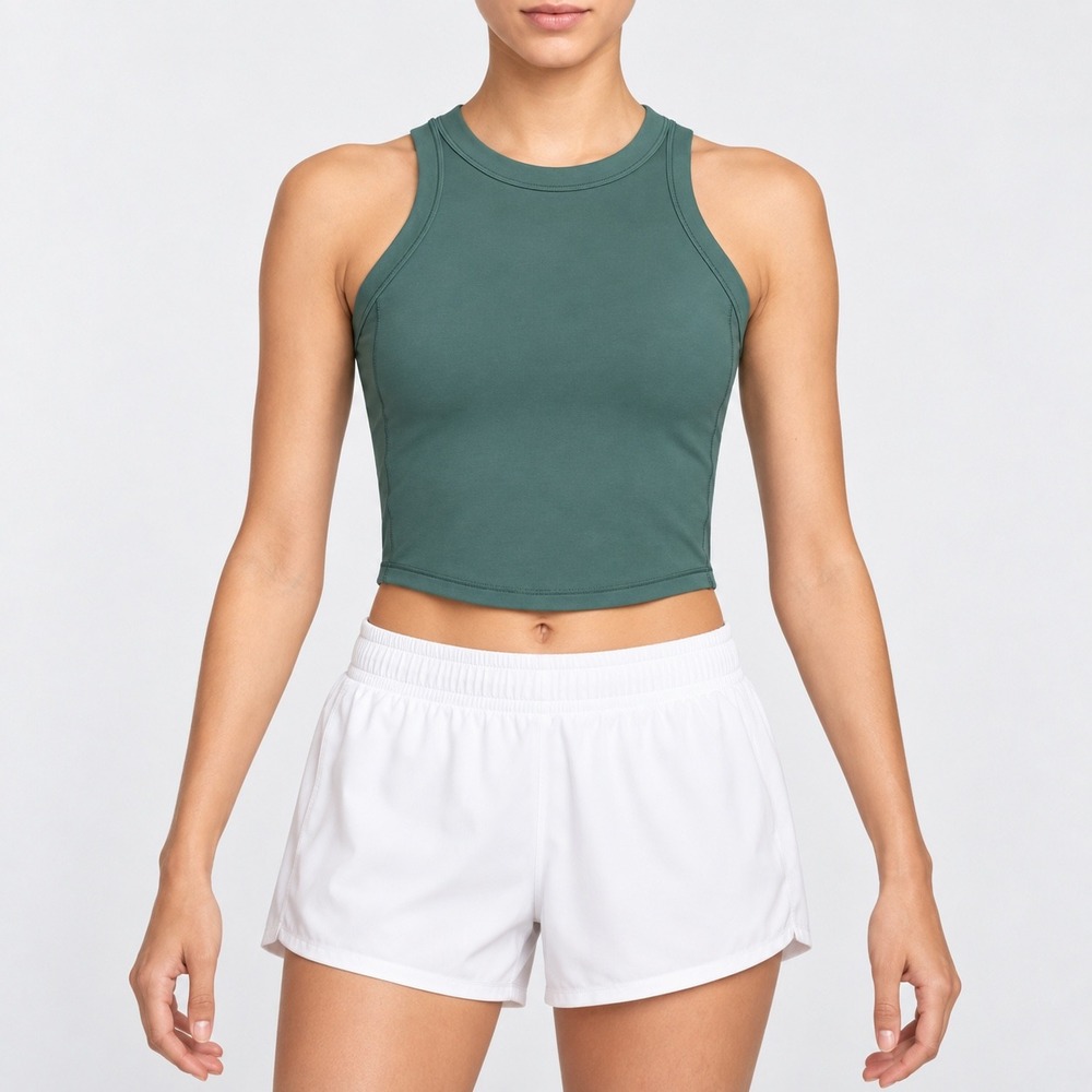 NEW Nike One Dri-FIT High Neck Tank Top Green Racerback Crop Gym Running XS